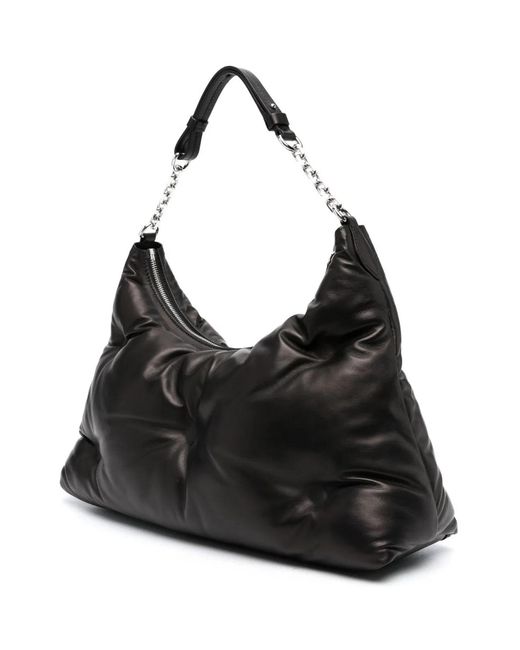 Maison Margiela Black Nappa Leather Medium Glam Slam Hobo Shoulder Bag
