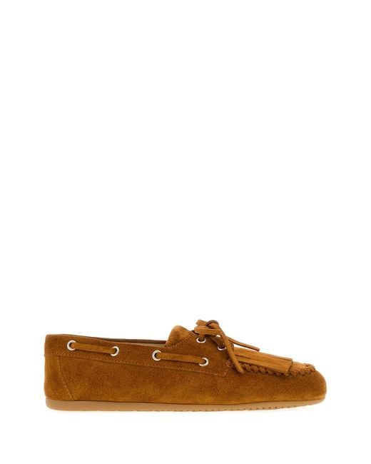 Miu Miu Brown Caramel Suede Loafers