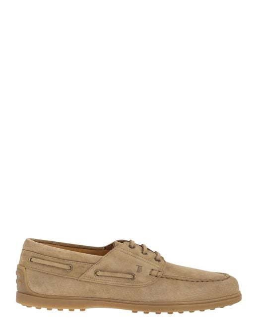 Tod's Brown Suede Boat Shoe for men
