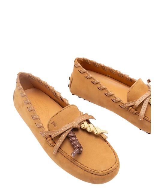 Tod's Brown Light Camel Calf Leather Tassel Shoes