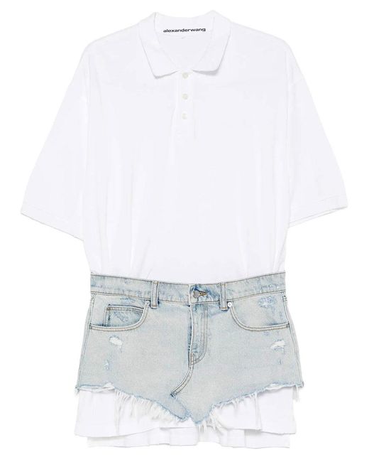 Alexander Wang White Pre-Styled Denim Polo Dress