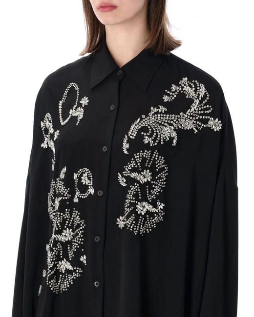 Dries Van Noten Black "Casia" Embroidered Shirt