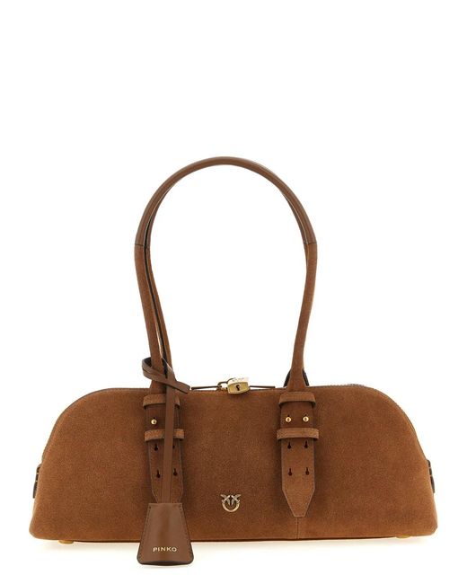 Pinko Brown Cowhide Shoulder Bag
