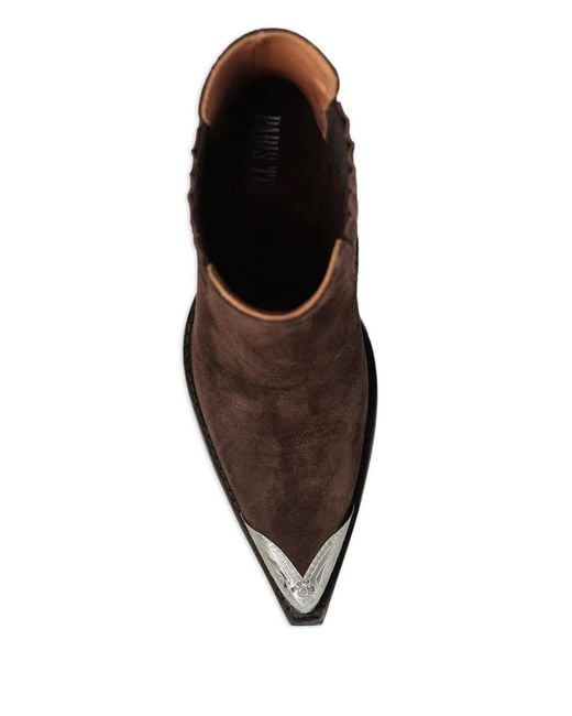 Paris Texas Brown Suede Heeled Ankle Boots "Dallas"