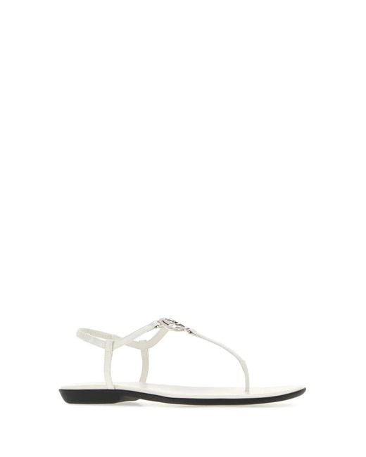 Gucci White Leather Sandals
