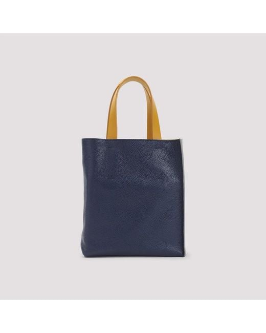 Marni Gray And China Soft Grained Calf Leather Mini Handbag