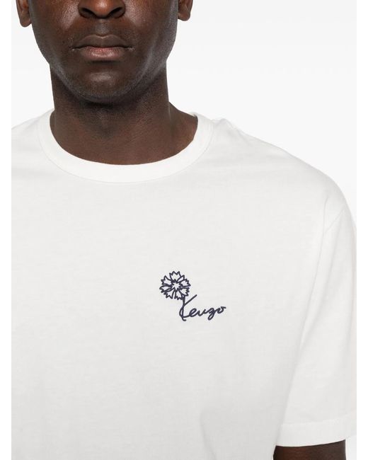 KENZO White Floral-Print T-Shirt for men