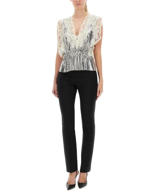Rabanne White Lace And Sequin Top