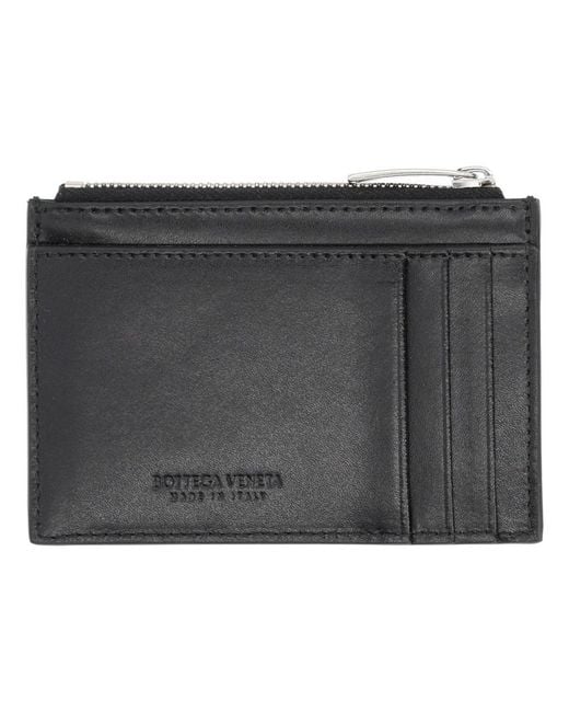 Bottega Veneta Black Card Holder "Cassette" With Zipper for men