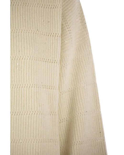 Brunello Cucinelli Natural Cashmere And Wool Crew-Neck Sweater
