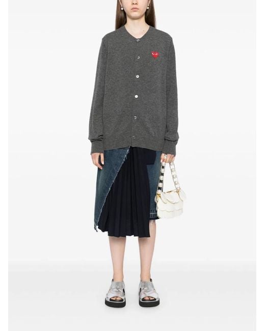 COMME DES GARÇONS PLAY Gray Wool Cardigan for men