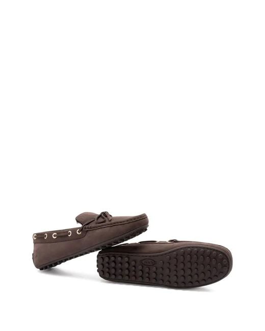 Tod's Brown Nubuck Leather Tie Shoes