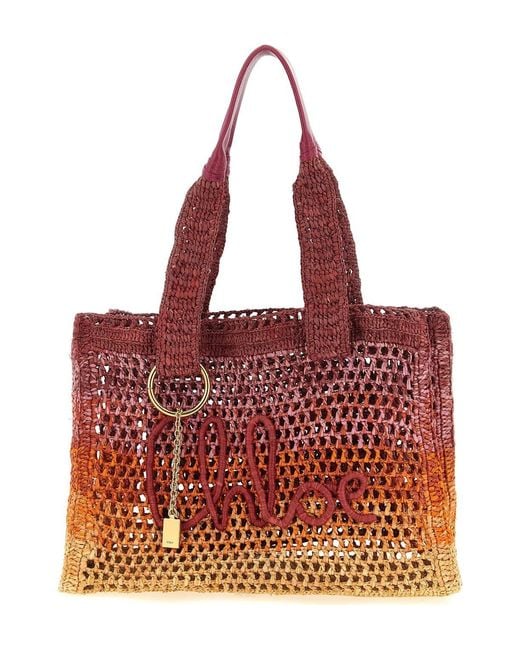 Chloé Red Summer Banana East-West Tote Bag
