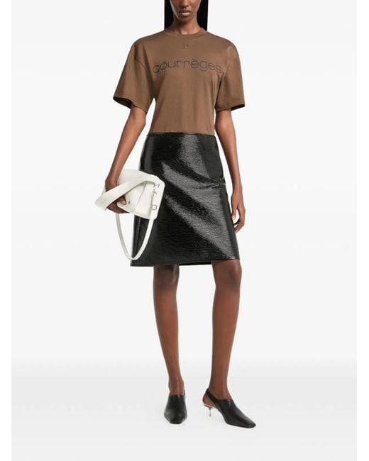 Courreges Brown Courregès Brick/ Cotton Tshirt With Logo
