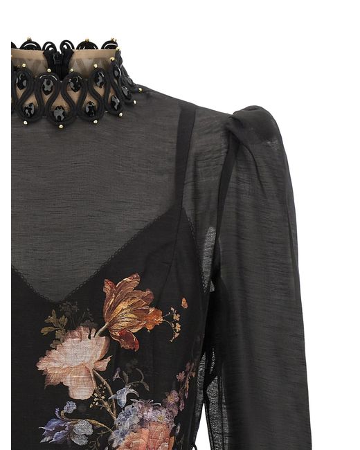 Zimmermann Black 'Vaillant Embellish' Dress