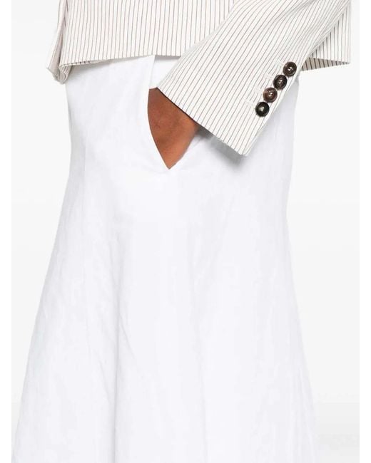 Brunello Cucinelli White Linen Cotton Skirt