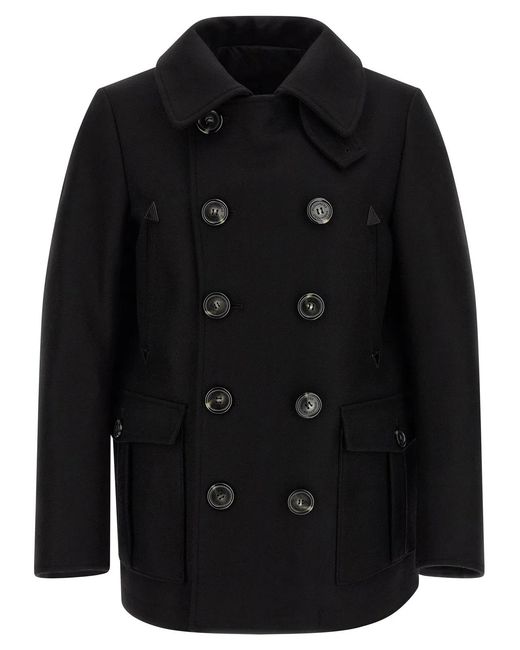 DSquared² Black Double-Breasted Coat for men