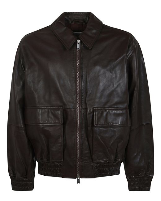 Studio Nicholson Black Leather Bomber for men