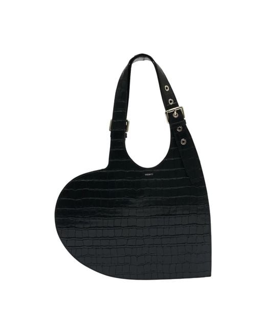 Coperni Black Croco Belt Heart Shoulder Bag