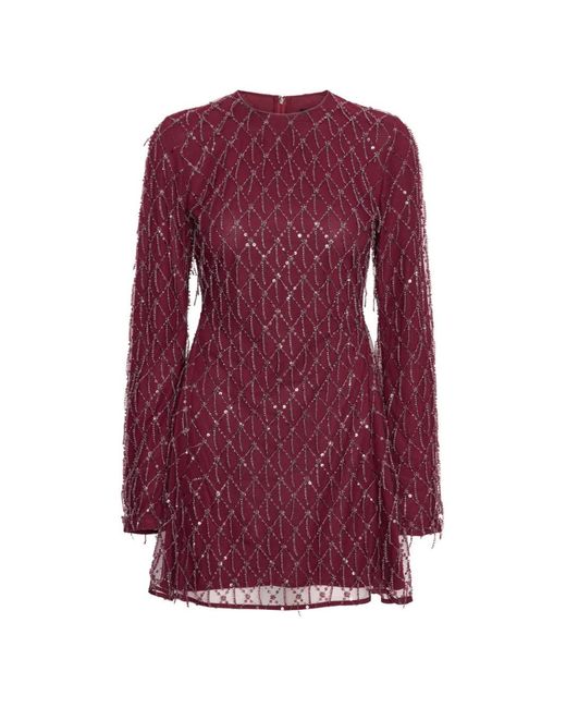 ROTATE BIRGER CHRISTENSEN Purple Flared Mini Dress With Sequins