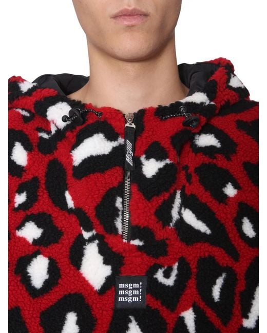 MSGM Red Shearling Jacket for men