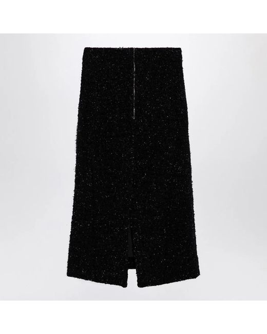 Balenciaga Black Tweed Midi Skirt