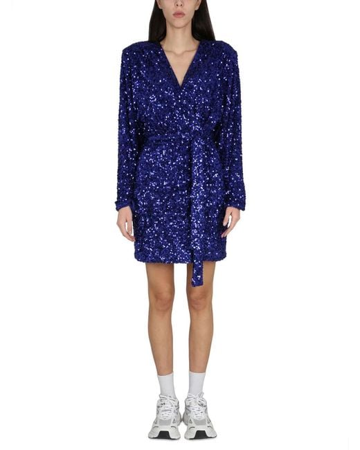 ROTATE BIRGER CHRISTENSEN Blue Sequined Dress