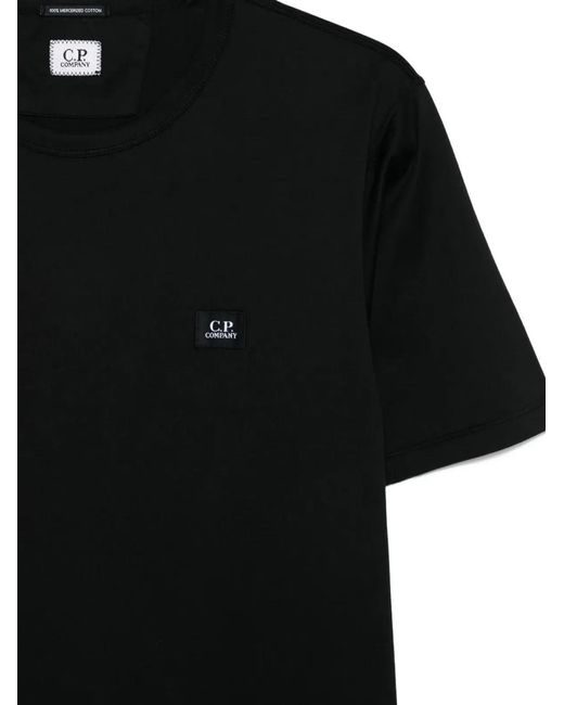 C P Company Black C.P.Company Logo-Patch Cotton T-Shirt for men