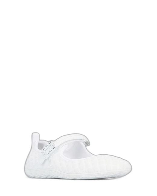 Roger Vivier White Viv Low Ballerina Flats With Fabric Strap