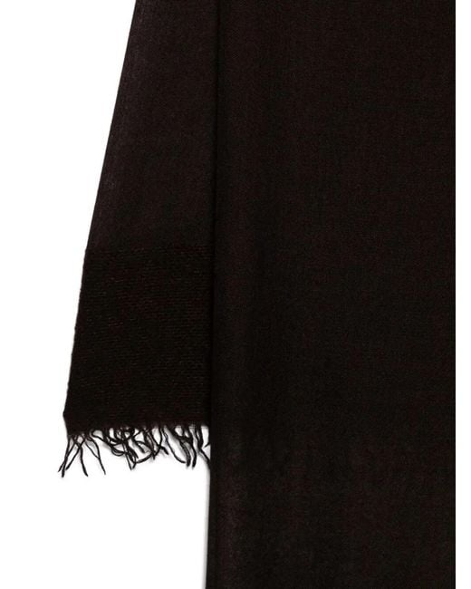 Faliero Sarti Black Fringed Wool Scarf