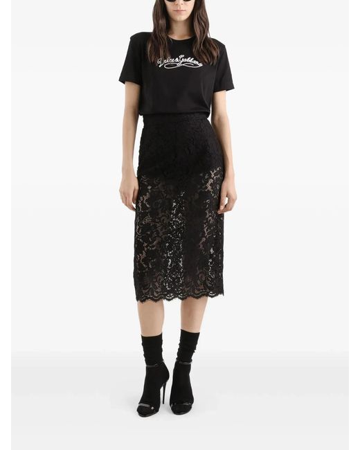 Dolce & Gabbana Black Dolce & Gabbana Jersey Tshirt With Embroidery