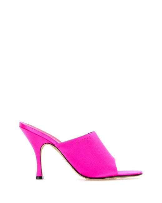 Gucci Pink Fuchsia Satin Mules