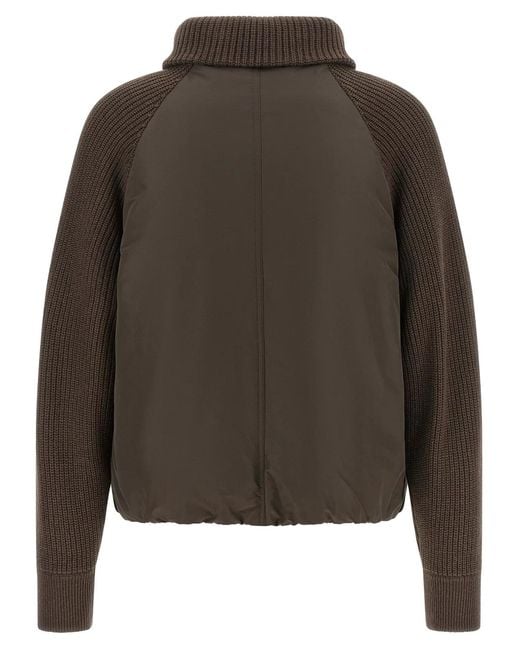 Brunello Cucinelli Green Knit Insert Down Jacket