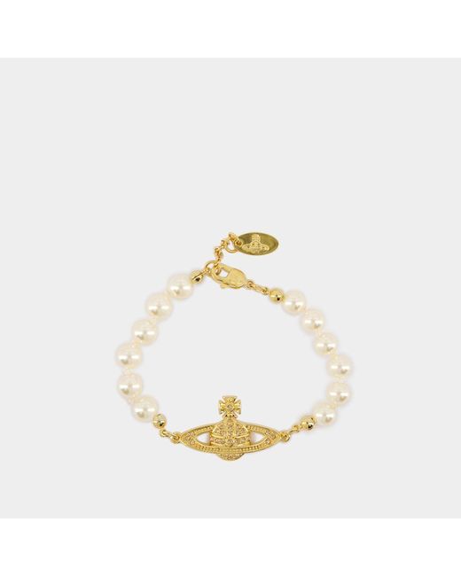Vivienne Westwood Metallic Mini Bas Relief Pearl Bracelet