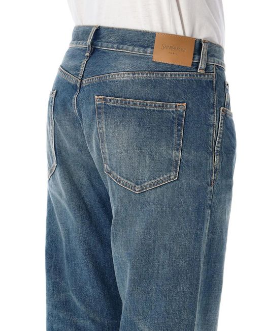 Saint Laurent Blue Loose Straight Jeans for men
