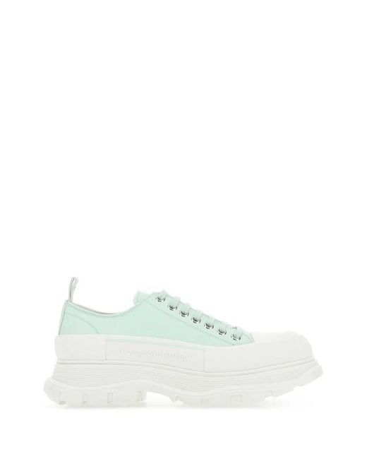 McQueen White Sea Leather Tread Slick Sneakers for men