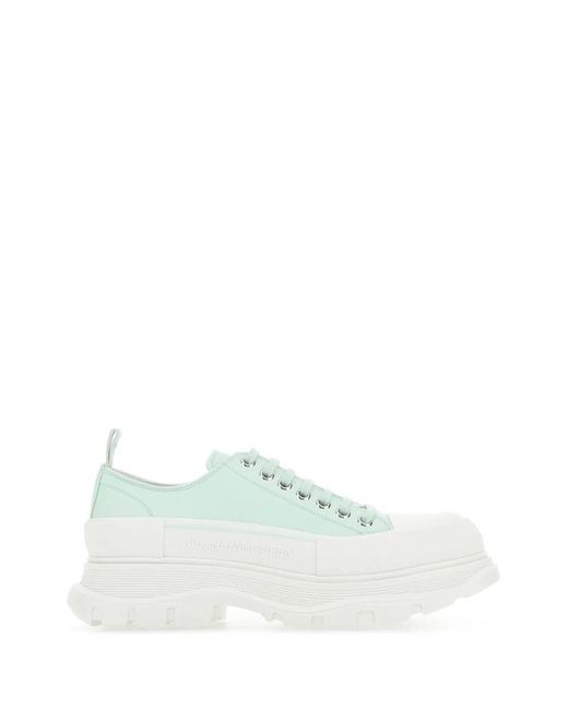 McQueen White Sea Leather Tread Slick Sneakers for men