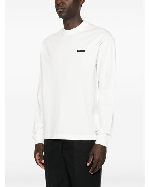 Prada White Logo Cotton Sweatshirt for men