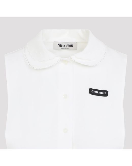 Miu Miu White Cotton Blend Mini Dress