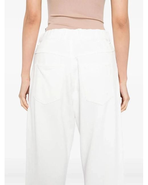 MM6 by Maison Margiela White Jersey Texture Trousers