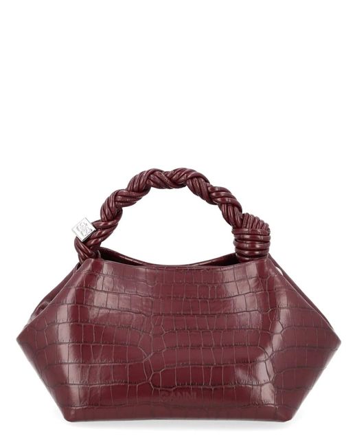 Ganni Purple Bordeaux Recycled Leather Handbag