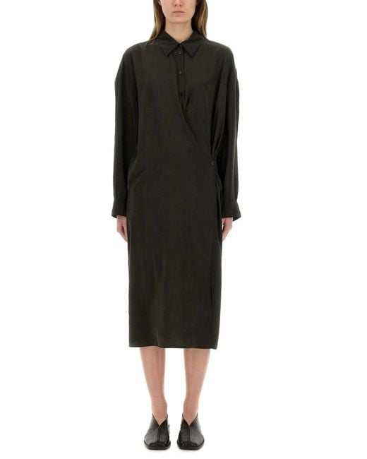 Lemaire Black "Straight Collar Twisted" Dress