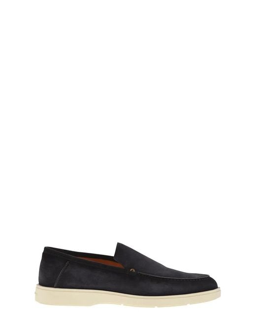 Santoni Black Suede Moccasin for men