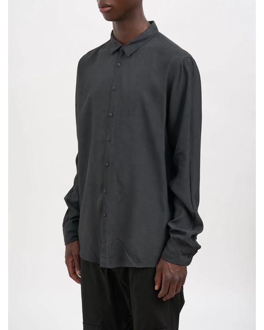 Poeme Bohemien Gray Regular Cotton And Cupro Shirt for men