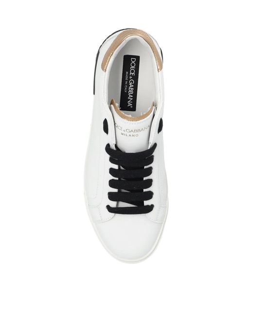 Dolce & Gabbana White Dolce & Gabbana Portofino Logo Low Top Sneakers