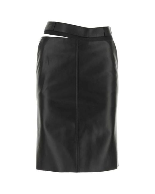 Fendi Black Leather Skirt