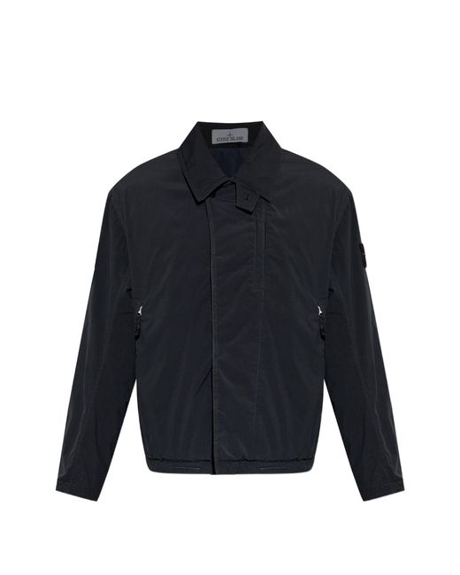 Stone Island Blue Logo-Patch Insulated Jacket for men