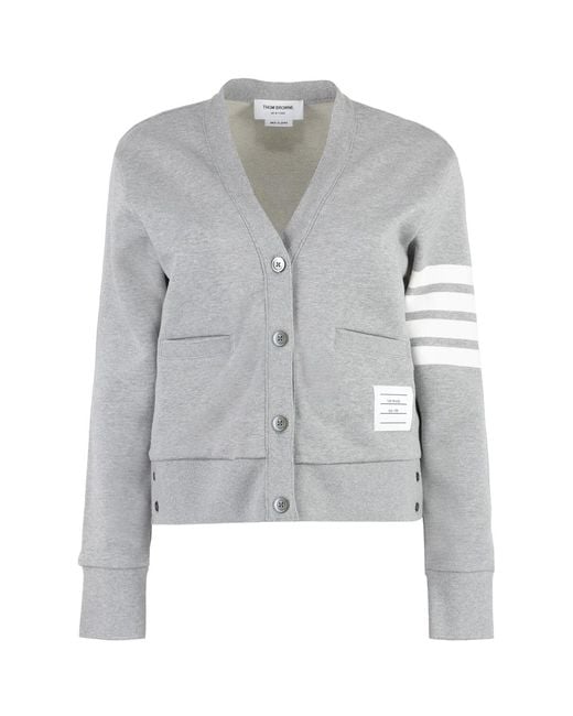 Thom Browne Gray Logo Detail Cotton Cardiga