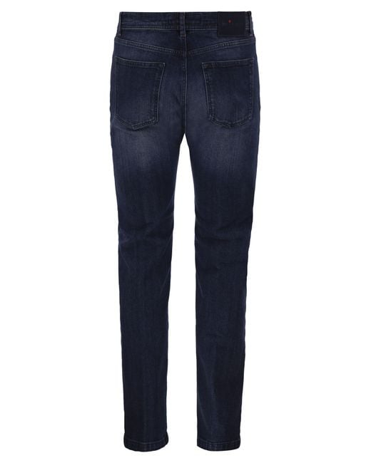 Kiton Blue Five-Pocket Stretch Denim Jeans for men