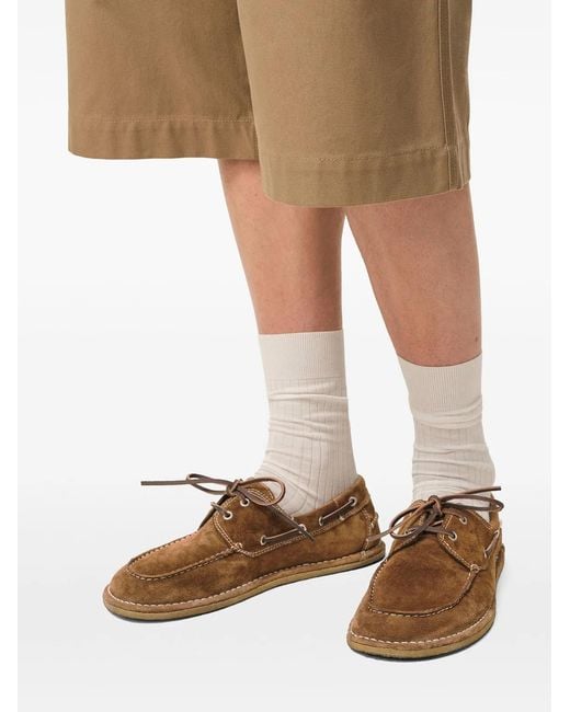 AMI Brown Suede Lace-Up Boat Shoes for men